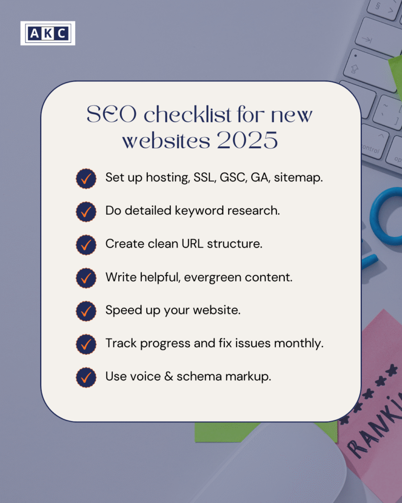 SEO checklist for new websites 2025